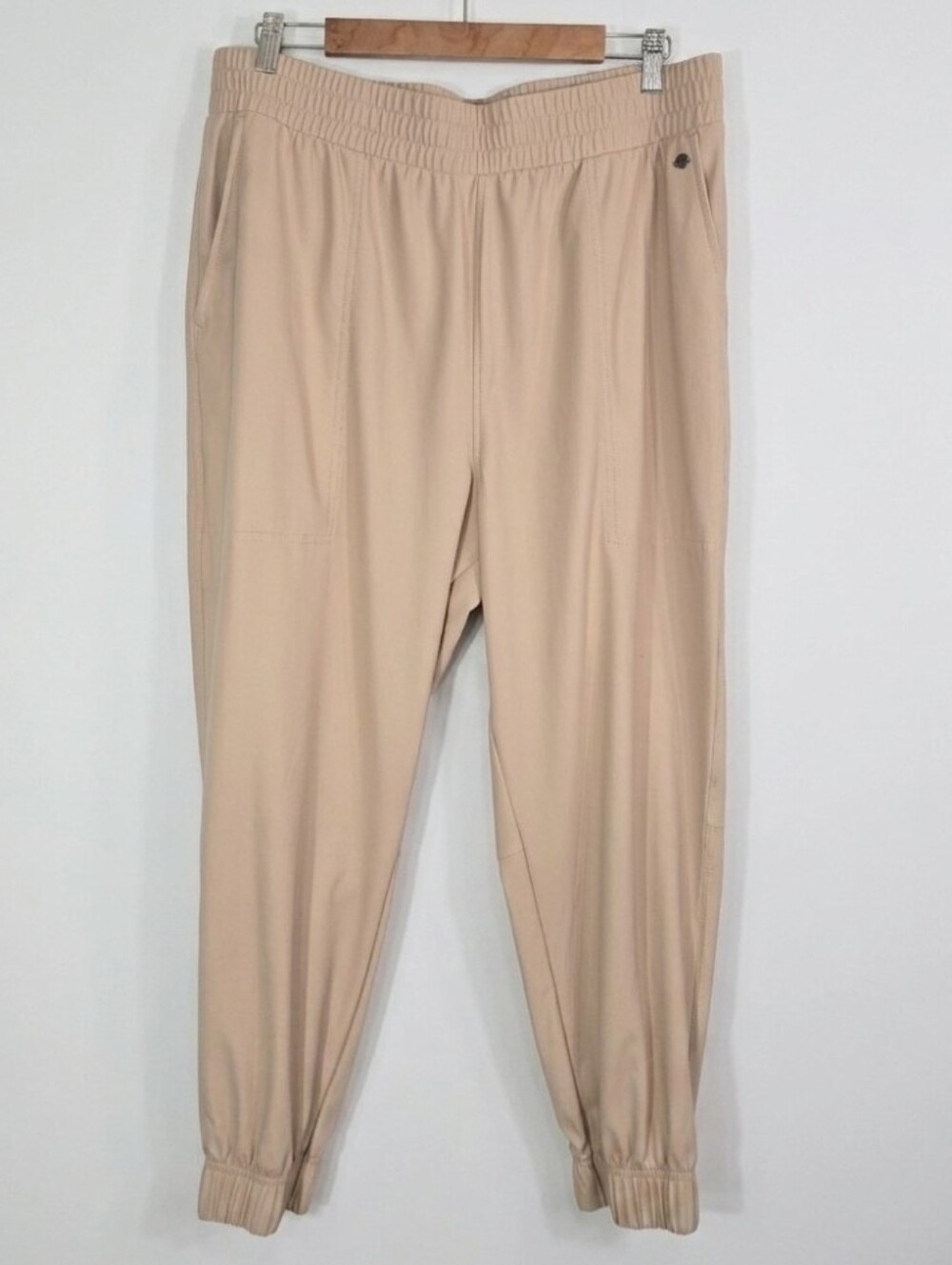 CALIA by Carrie Underwood Faux Leather Cream Athletic Jogger Pants